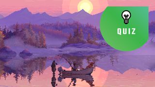 Cast n Chill - A pixel art fishing boat in the middle of a lake with a man and a dog floating at sunset.