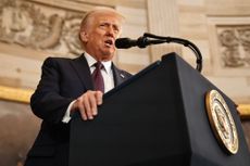 US President Donald Trump delivers his inaugural address after being sworn in as the the 47th president of the United States