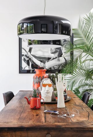 dining table with accessories and quirky objects