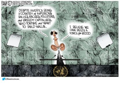 Obama cartoon U.S. Obama speaks at the U.N.