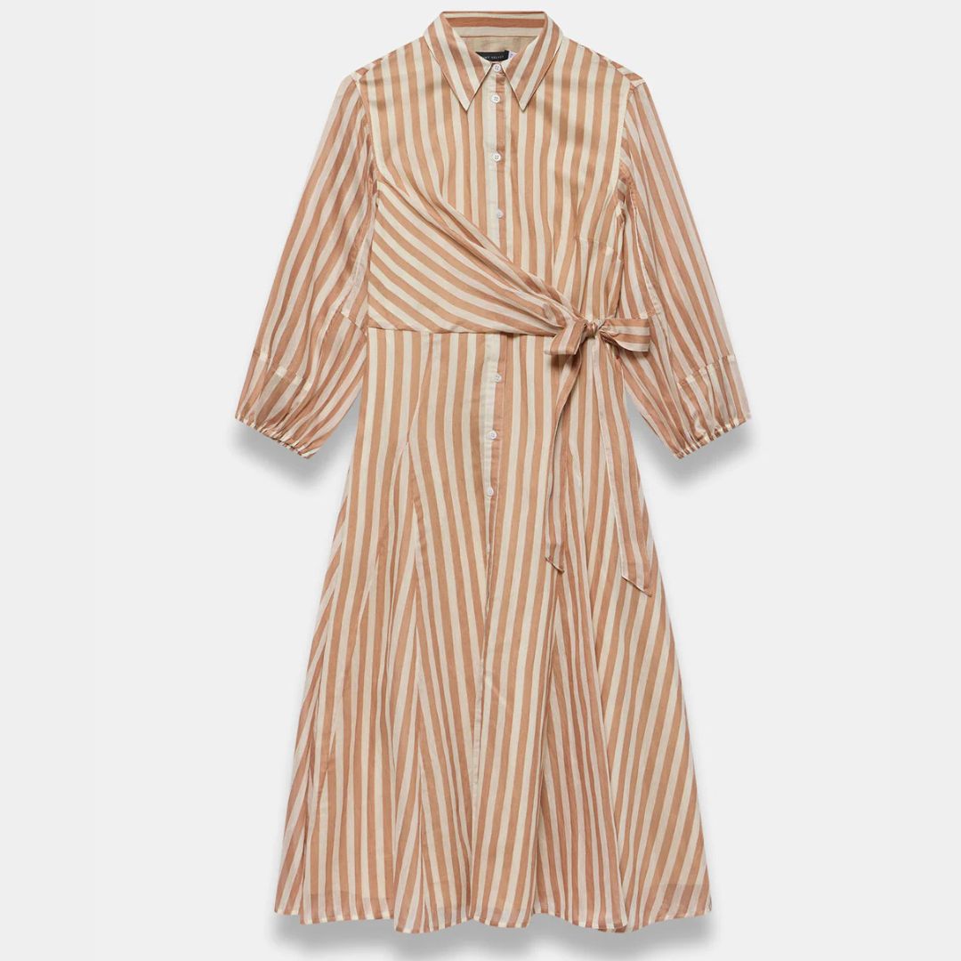 Mint Velvet Orange Stripe Midi Shirt Dress