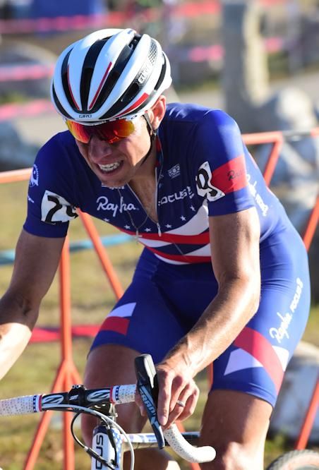 Jeremy Powers (Rapha Focus) with one lap to go