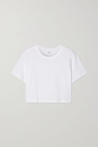 Cropped slub cotton-jersey T-shirt