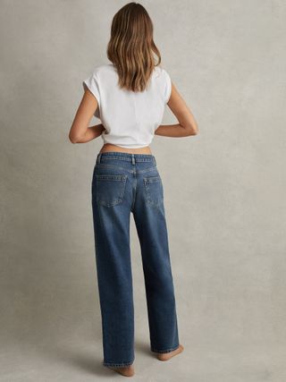 Mid-Rise Straight-Leg Jeans in Mid Blue