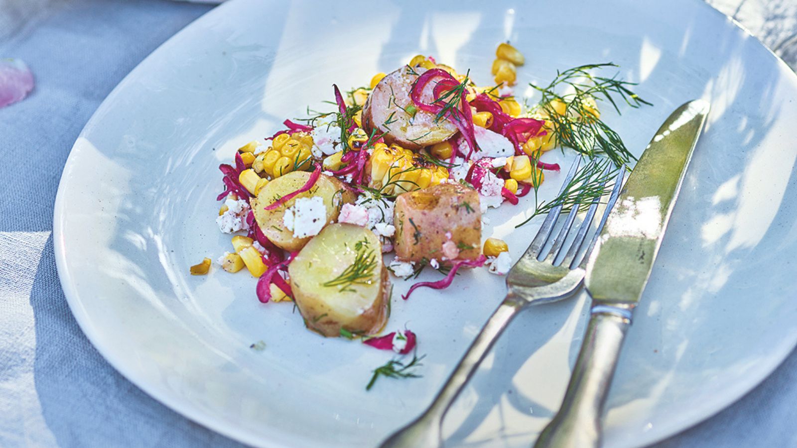 Charred corn, dill and new potato salad 