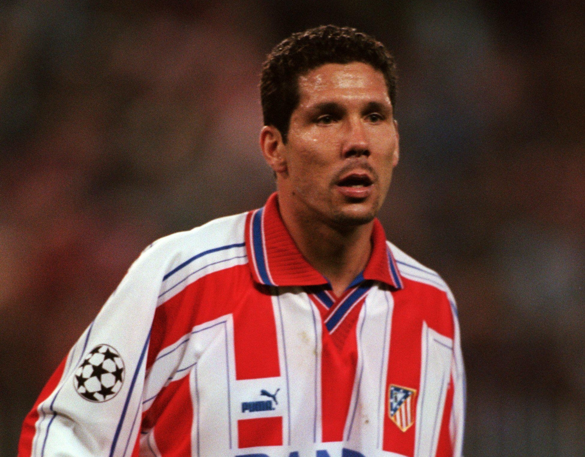 Diego Simeone playing for Atletico Madrid against Borussia Dortmund in the Champions League, 1996