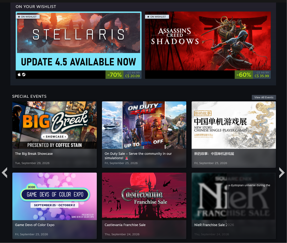 The algorithm comes for Steam's Discounts and Events