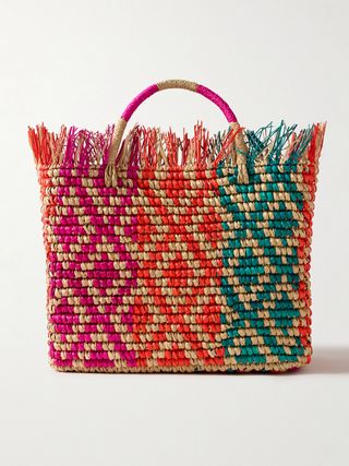 Canasta Frayed Woven Straw Tote