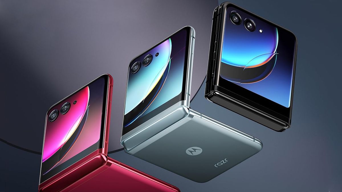 Three motorola Razr phones 