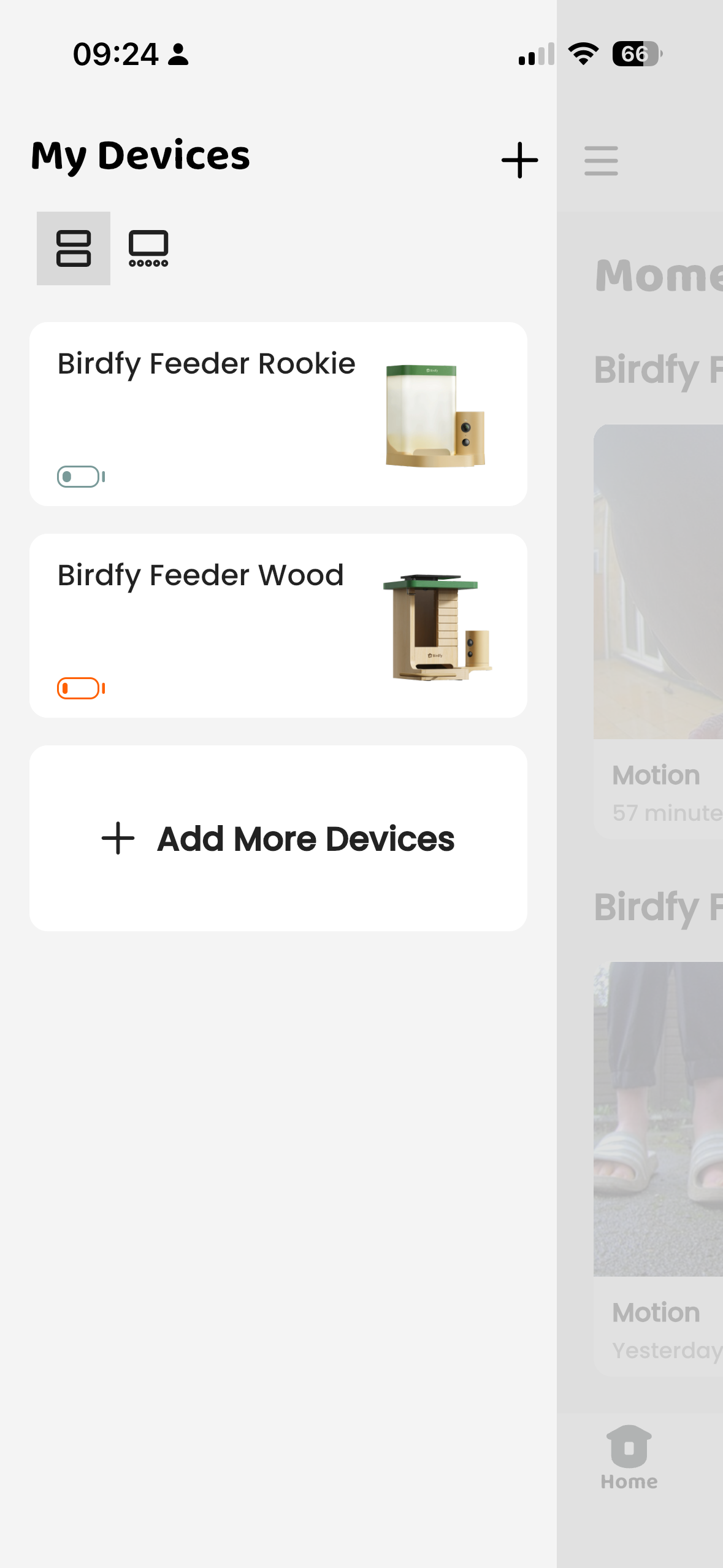 Screenshots from the Birdfy Rookie feeder