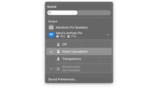 Quick settings for Bluetooth in macOS