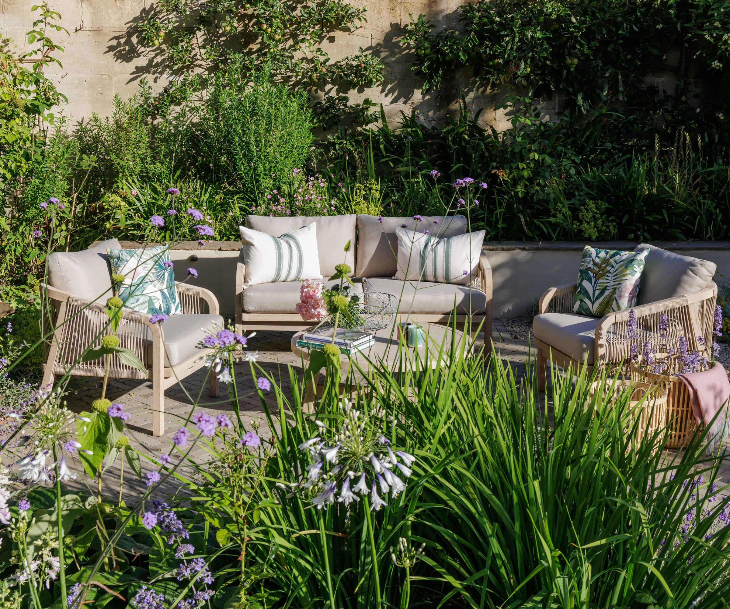 seating area in a garden