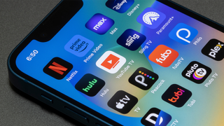 Streaming service icons on an iPhone, including Sling TV