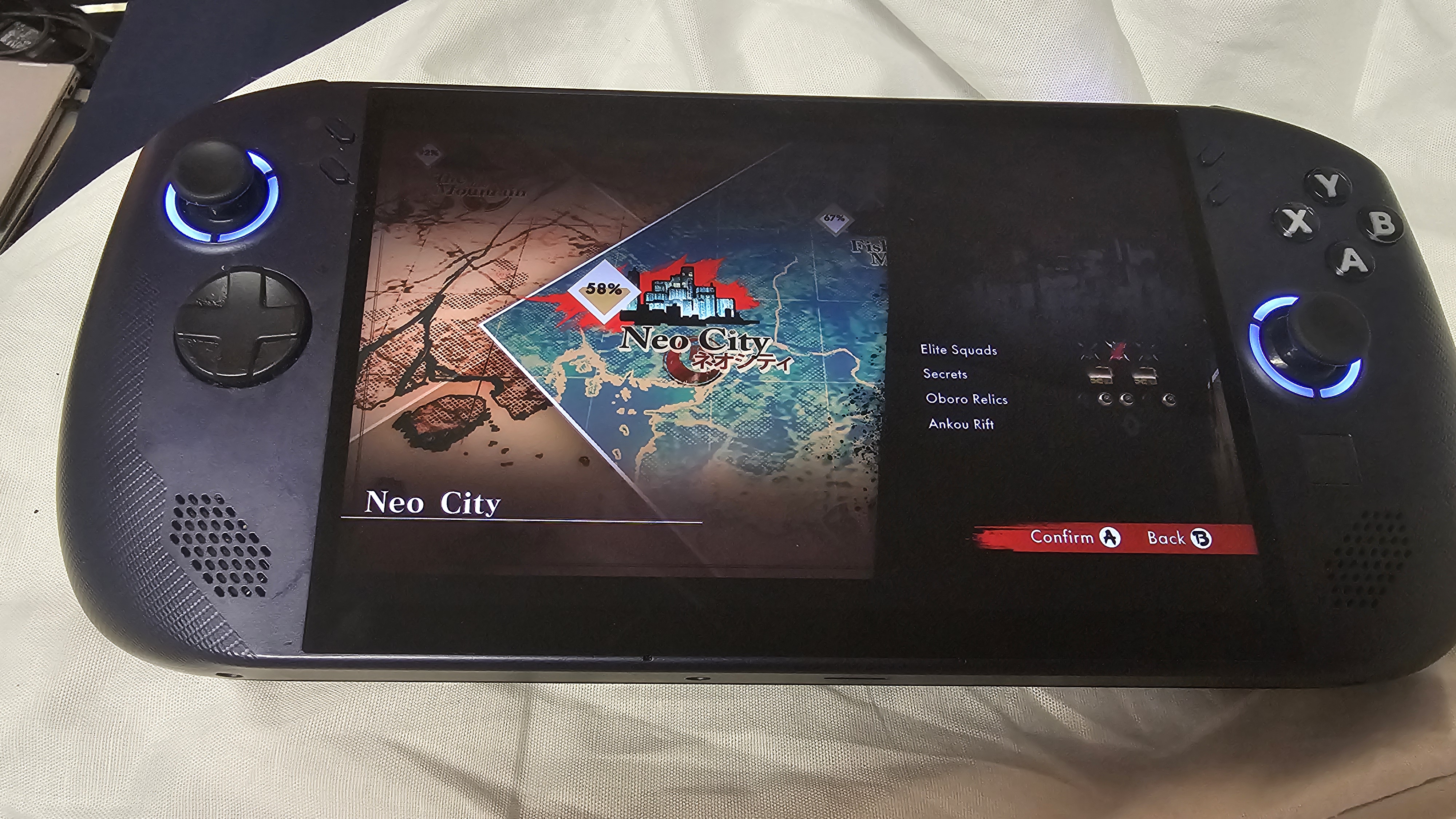 A Lenovo Legion Go S (SteamOS) playing a game