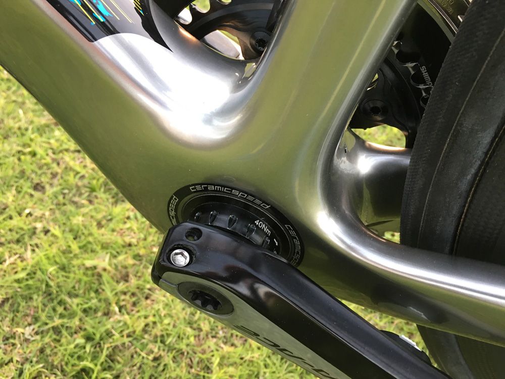 The bottom bracket is chunky to resist the power a sprinter like Kittel puts down