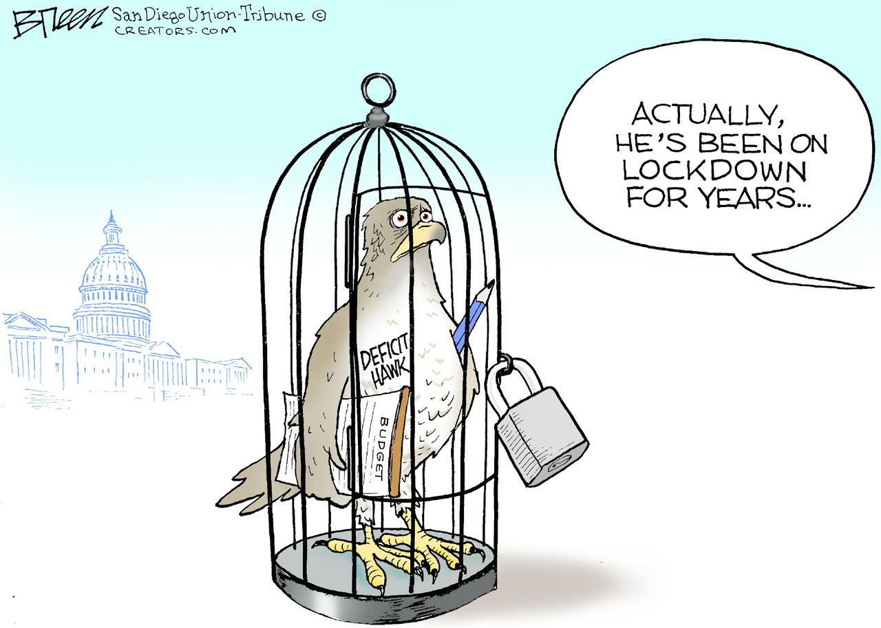 Editorial Cartoon U.S. deficit hawks coronavirus relief lockdown