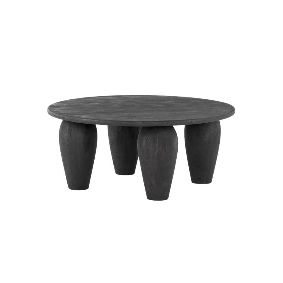 black round wood coffee table