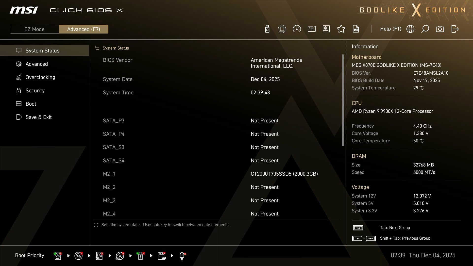 MSI X870E Godlike X - BIOS