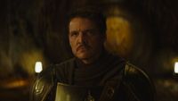 Pedro Pascal as Din Djarin unmasked in The Mandalorian and Grogu
