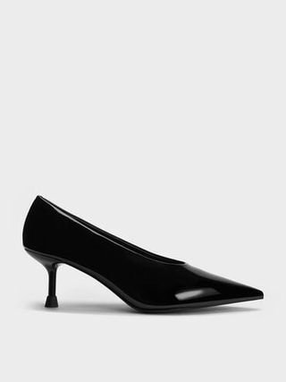 Patent Pointed-Toe Kitten-Heel Pumps