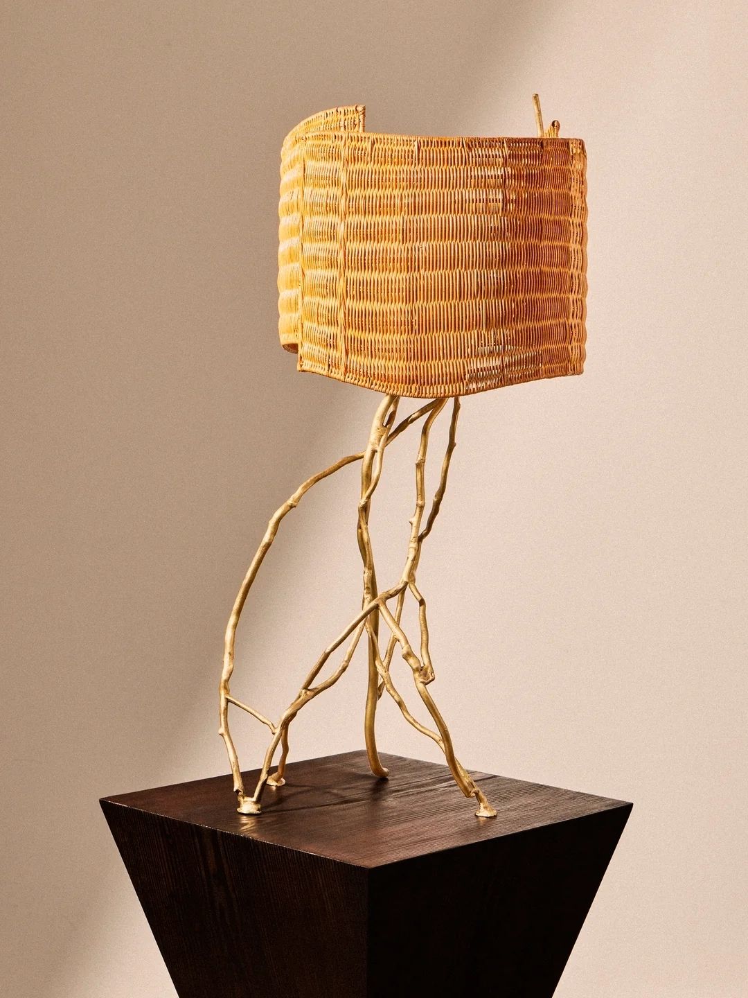 Viya, Majuli Brass and Handwoven Cane Table Lamp