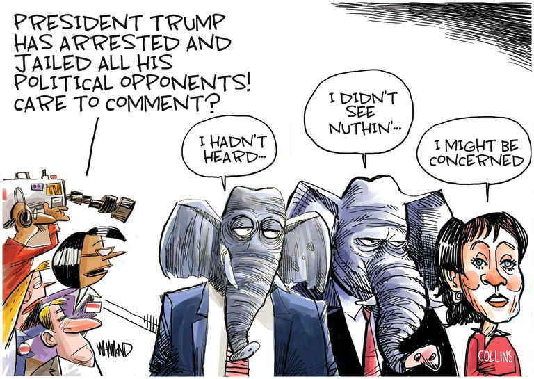 Political Cartoon U.S. Trump GOP Susan Collins jail enemies