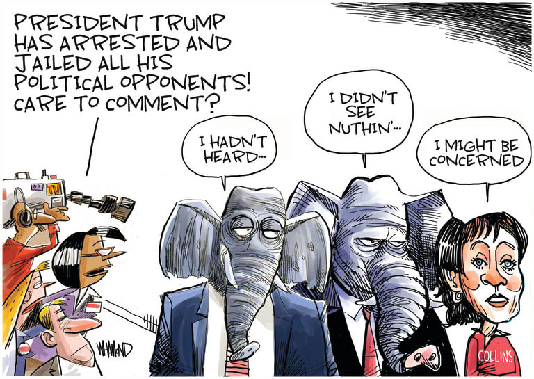 Political Cartoon U.S. Trump GOP Susan Collins jail enemies | The Week