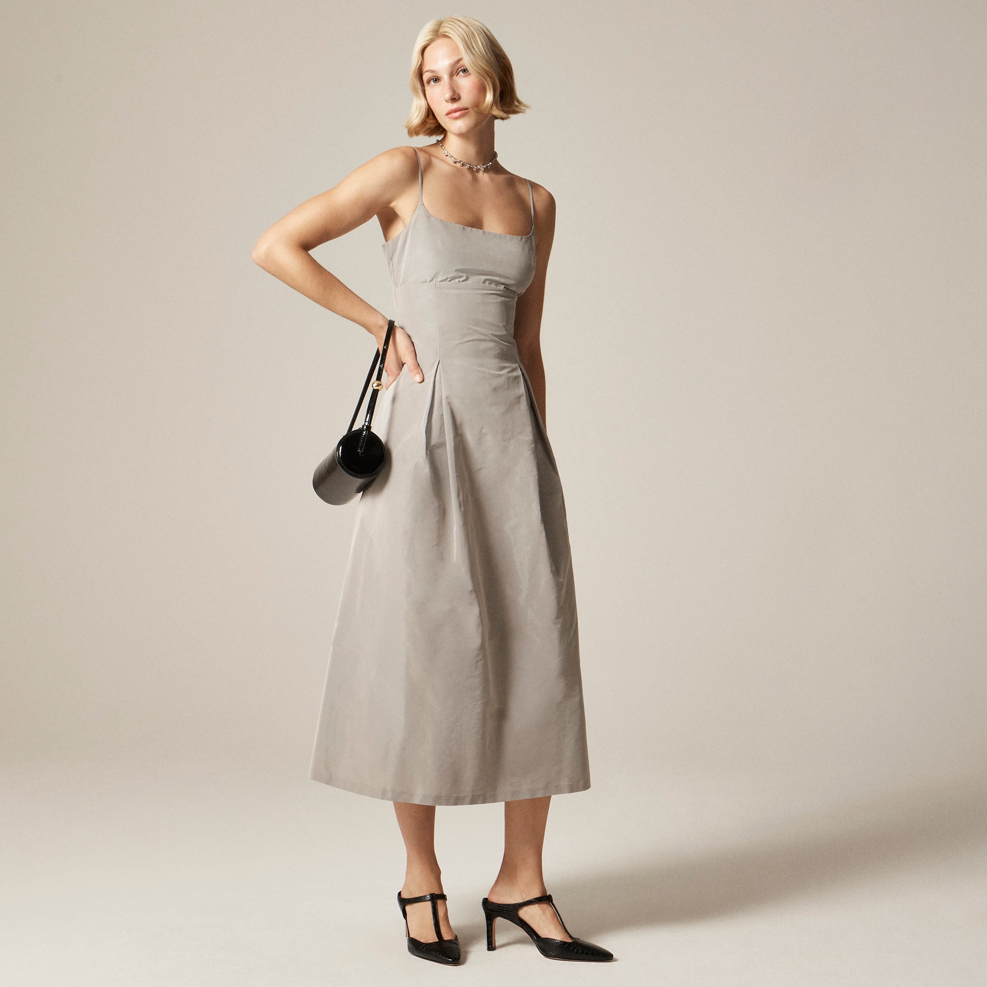 Collection Pleated Evening Dress in Taffeta