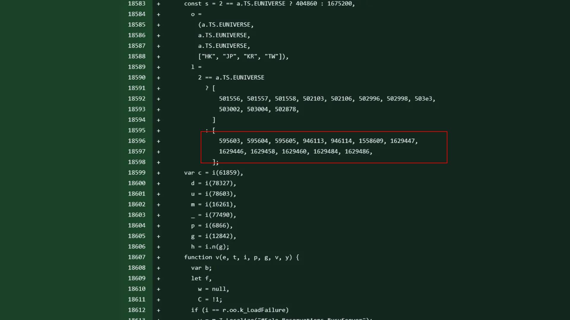 Steam Machine reservation page JavaScript with red box highlighting product codes.