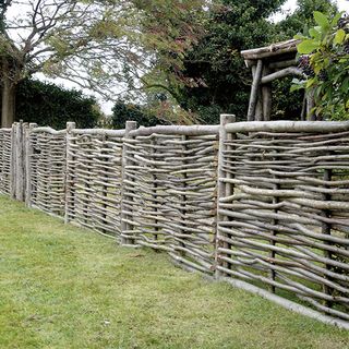 garden with grass lawn and natural fencing