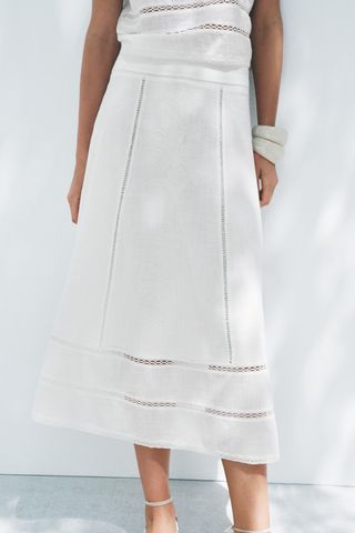 Zw Collection Embroidered Midi Skirt