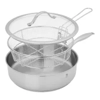 HENCKELS 5.75 qt, Stainless Steel, Saute Pan And Deep Fryer