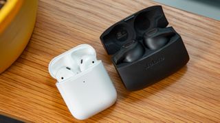 Apple AirPods 2 (left) and Jabra Elite Active 65t (right)