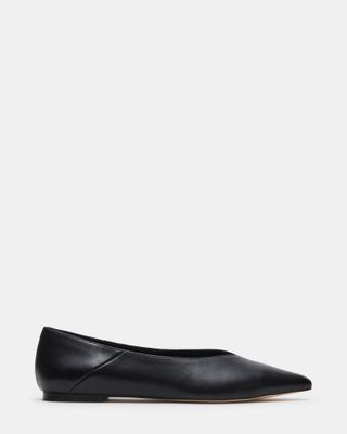 Idaline Black Leather Pointed Toe Ballet Flat | Women's Flats 
 Steve Madden