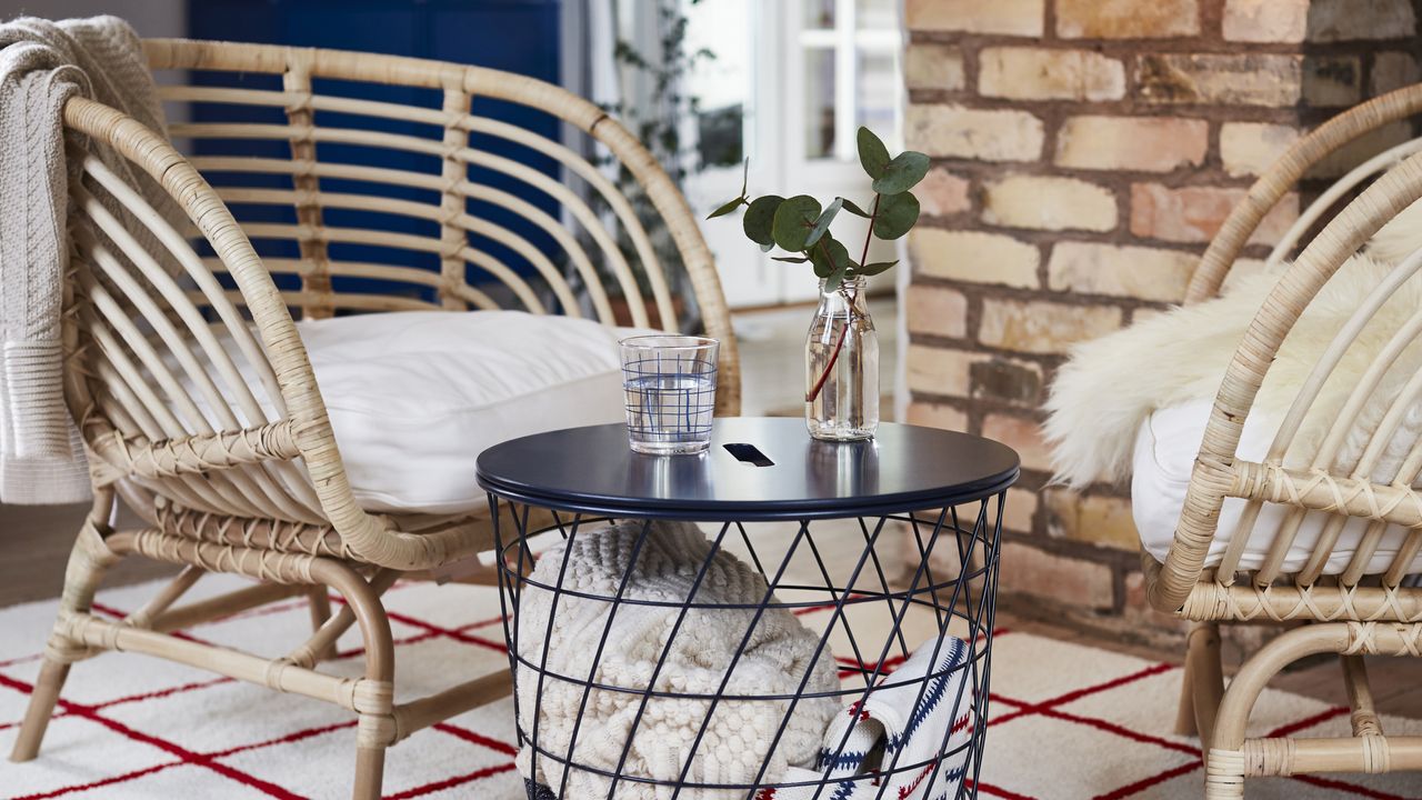 Five outdoor IKEA furniture pieces, rattan furniture