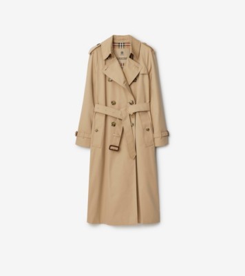 Long Waterloo Heritage Trench Coat in Honey Beige - Women, Cotton Gabardine | Burberry&amp;reg; Official