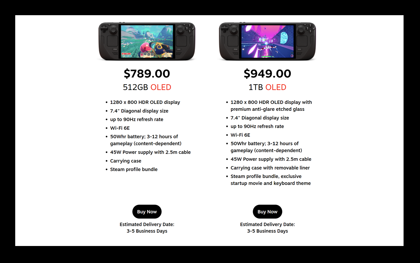 Screenshot of Valve's Steam Deck store page along with newly updated prices for May 2026.