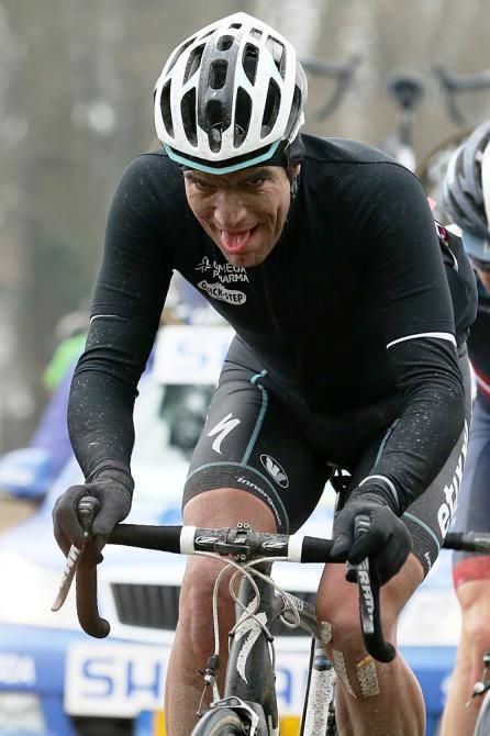 Gert Steegmans (Omega Pharma-Quickstep) on the attack in Dwars door Vlaanderen