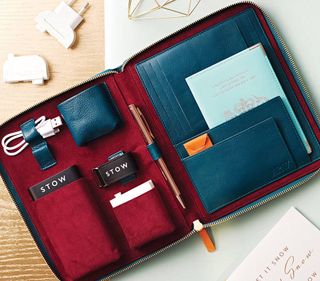 Personalised leather travel tech case