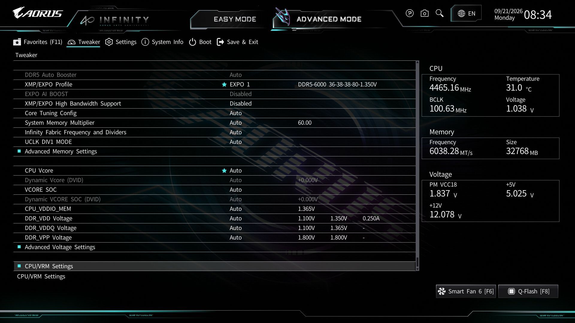 Gigabyte X870 Aorus Infinity - BIOS images