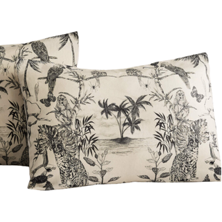 Midnight Jungle Linen Standard Pillow Shams Set of 2 by Matthew Williamson