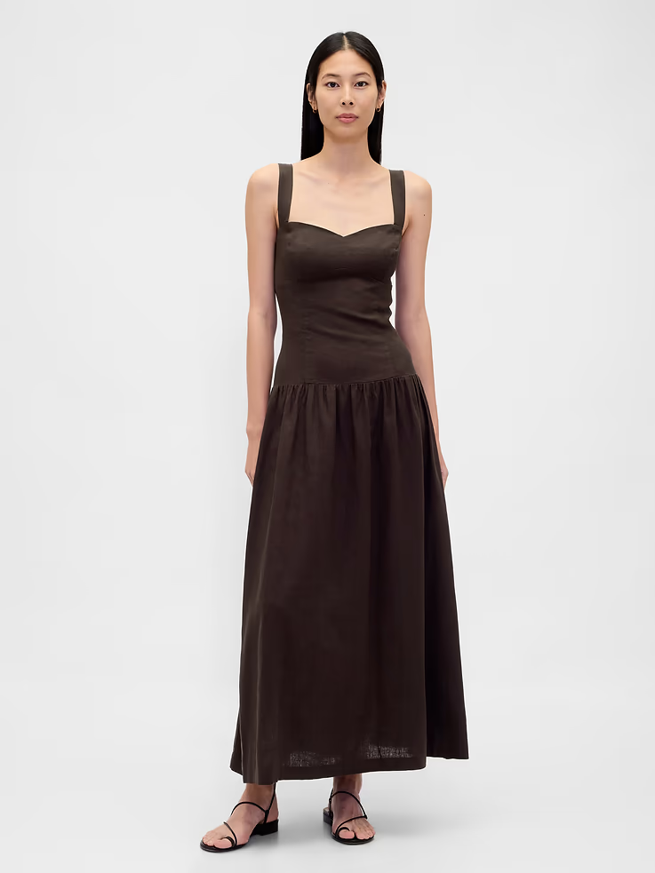 Gap, Linen-Blend Drop-Waist Corset Maxi Dress