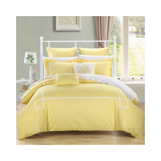 Embroidered yellow comforter set
