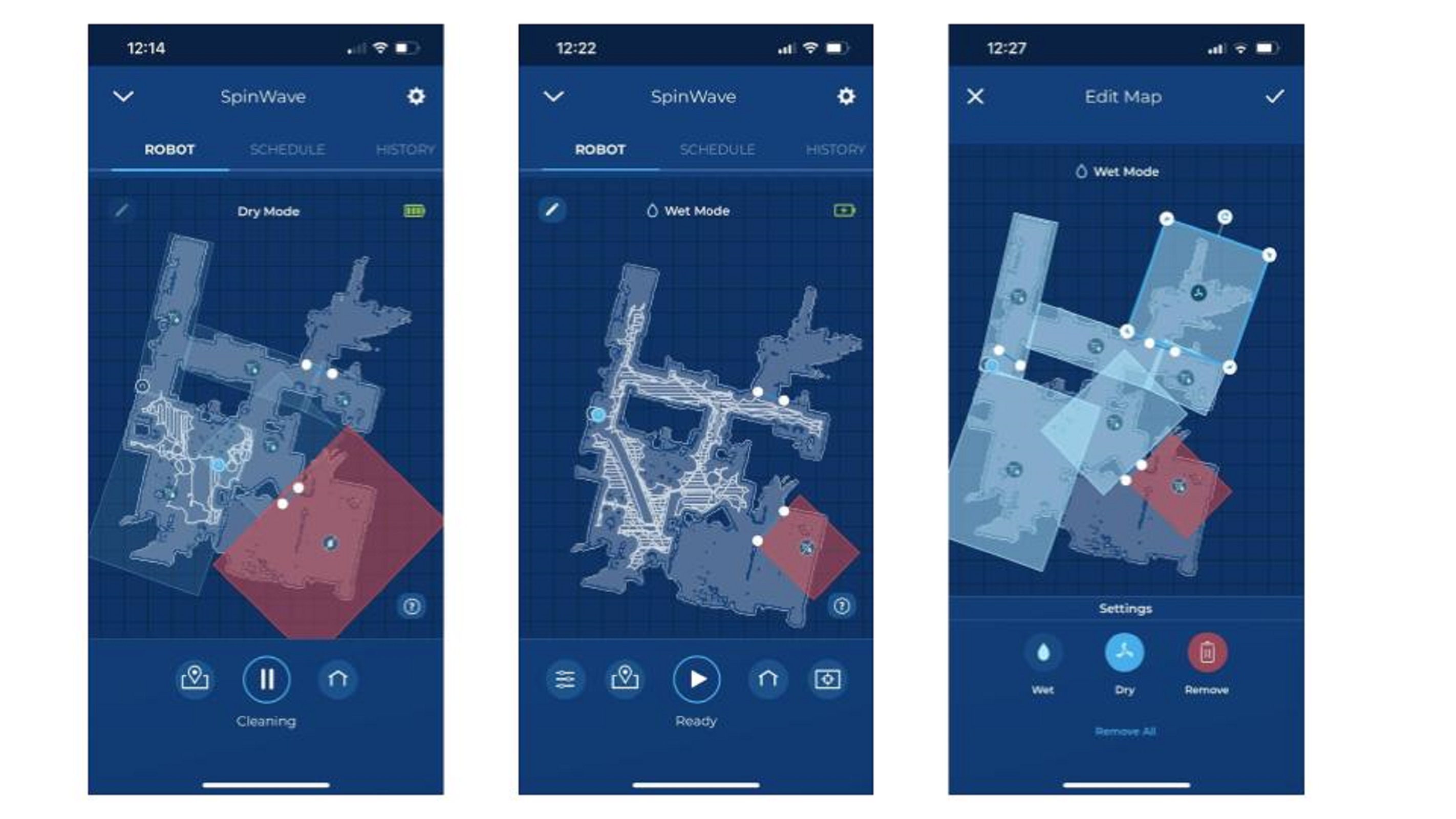 cleaning zones and modes in the Bissell app