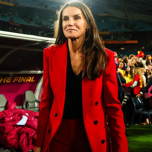 Queen Letizia Celebrated Spain's World Cup Victory in a Scarlet Hugo Boss Power Suit