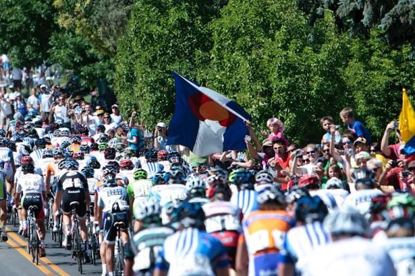 Fans line the course on the way out of Golden.