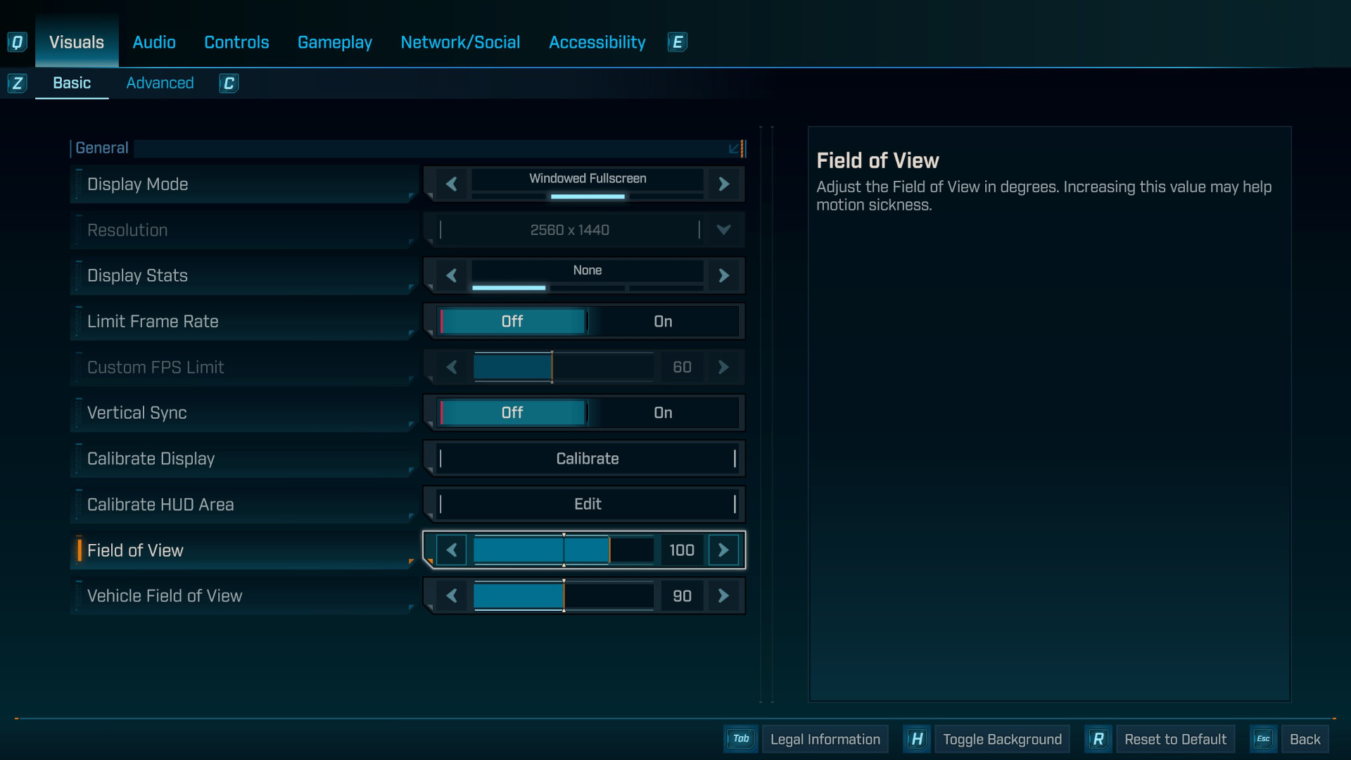 Borderlands 4 FOV settings on PC options menu