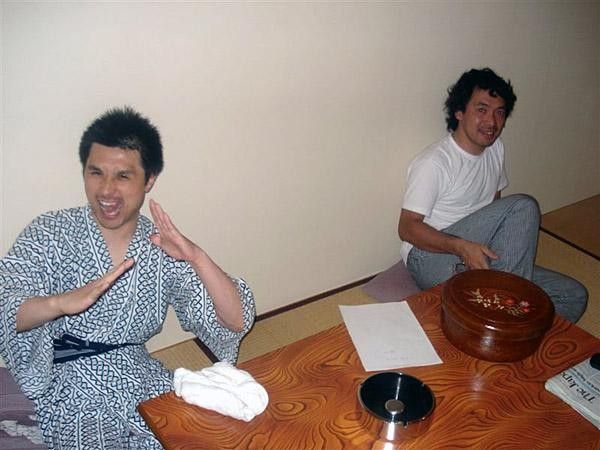 Our translator Koichi and Keirin rider Masa. I need a good Karate chop in the head