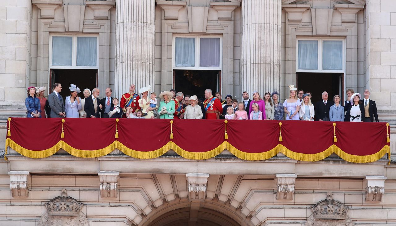 Members of the extended Royal Family on the balcony of Buckingham Palace