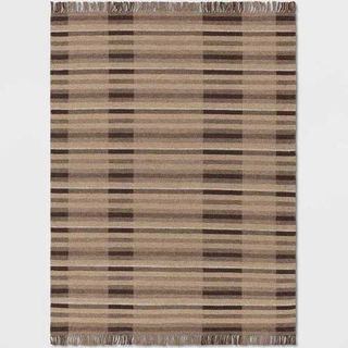 dark brown plaid rug